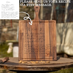 Gepersonaliseerde snijplank, receptsnijplank, handgeschreven recept, oma's handschrift, aangepaste snijplank, gegraveerde snijplank