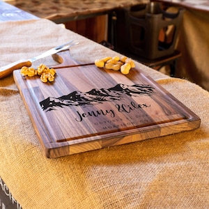 Personalized Cutting Board, Custom Cutting Board, Charcuterie Boards, Wedding Gift, Engagement Gift, Mountain Cutting Board, Cheese Board