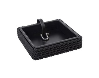 Napkin Holder, Leather Napkin Holder, Wooden Napkin Holder, Rope Napkin Holder, Natural Home Accessories Black