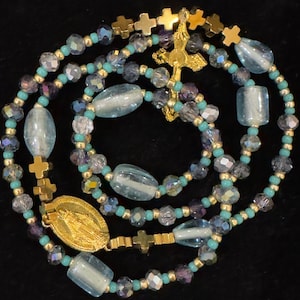 Hand Beaded Stretchable Glass Rosary Bracelet