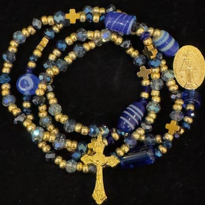 Hand Beaded Stretchable Glass Rosary Bracelet