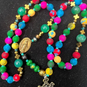 Hand Beaded Stretchable Glass Rosary Bracelet