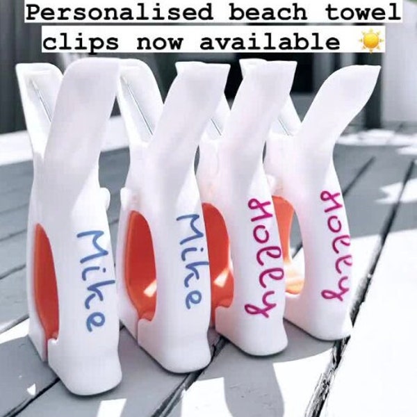 PairBeach Towel Clip Peg Summer Travel Vacation Holiday Pool Personalised Sun Sea Sand Lounger Towel Bed SeasonPersonalised Name Trip Break