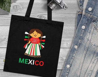 Mexican Doll Organic Cotton Tote Bag, Cinco de Mayo
