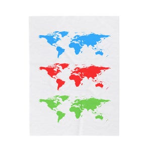 Velveteen Blanket, World Map Design, Cozy Throw, Travel Lover Gift, Home Decor, Wanderlust Blanket, Unique Bedding