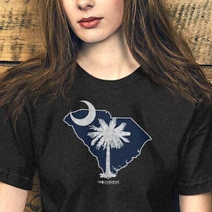 South Carolina Shirt:  Palmetto and Crescent State Flag Premium Unisex t-shirt - Columbia SC - Charleston SC - Clemson - Myrtle Beach