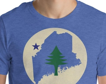 Maine Shirt | Maine 1901 Flag Badge Tee | Pine Tree State Gift