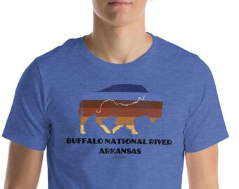 Buffalo National River Shirt | Arkansas Buffalo Silhouette Map Design | Vintage Style Tee