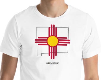 New Mexico Shirt | Zia Symbol State Outline Tee | Southwest Pride Gift