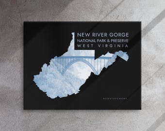 New River Gorge National Park & Preserve Wall Art | West Virginia Thin Canvas