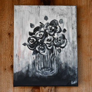 Mirage - abstract flowers - still life painting - original painting - acrylic artwork on stretched canvas - 11&quot;x14&quot;