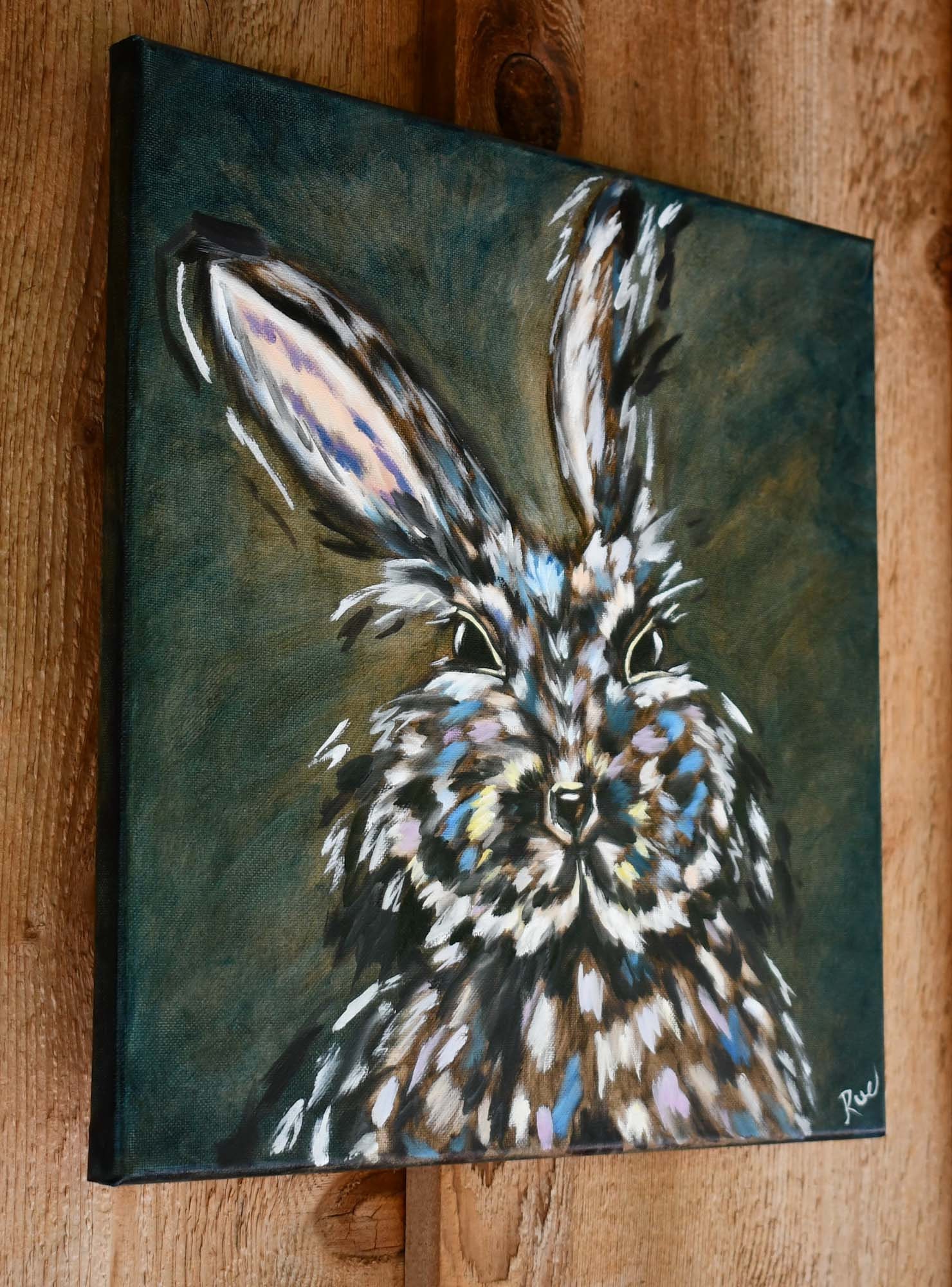 Nibbler- Abstract Rabbit Wall Art- Original Oil Painting on Stretched ...