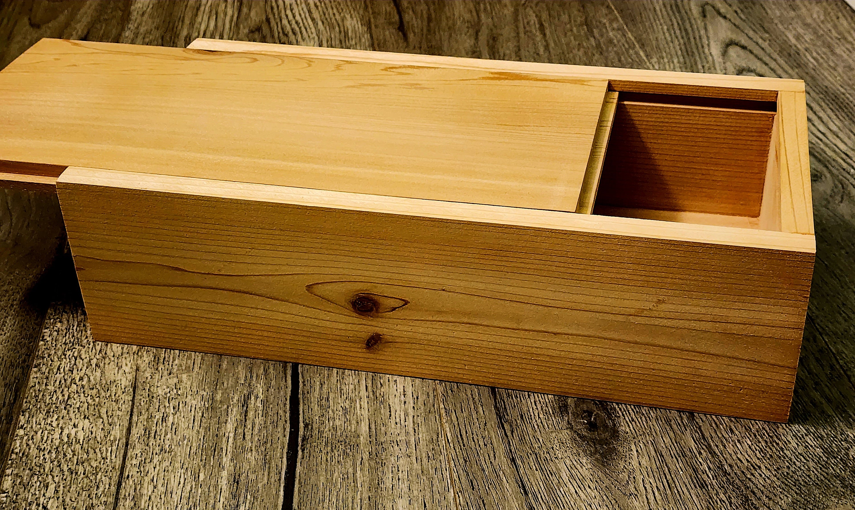 Larger Unfinished Cedar Box With Sliding Lid Made From Etsy