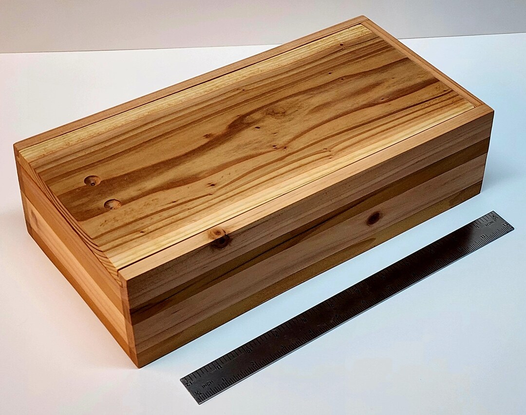 Cedar Storage Box With Dark Cedar Edge Accent 13x6.75x3.5 With Etsy