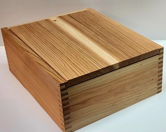 Premium Large Square Japanese Cedar Box W/Sliding Lid. Repel Bugs From Wool Clothing. Use for Storage or Gift Box. Hand Made In The USA