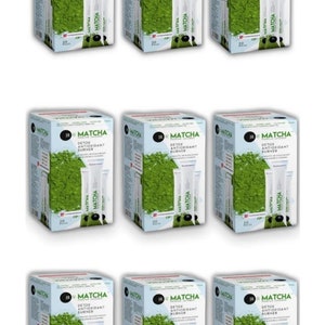 May include: Nine boxes of Matcha Detox Antioxidant Burner, each box containing 20 individual sachets. The boxes are white with green and black accents, featuring a photo of green matcha powder.