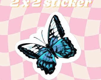 Blue Clipper Butterfly -- 2x2 inches -- Cute Matte Bookish Stickers Monster Fudgers Sticker Bubble Babes