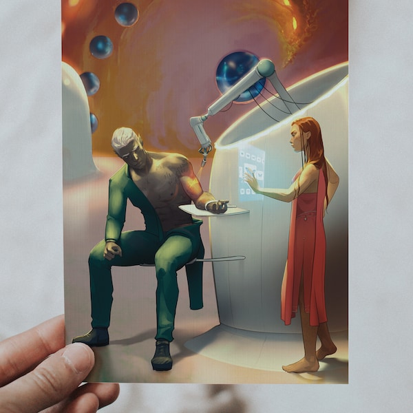 Art Print "Brutal and Beautiful" by Listening_Stars_ -- bookish art Petra Palerno alien romance bubble babes Jessy & Au'rinn