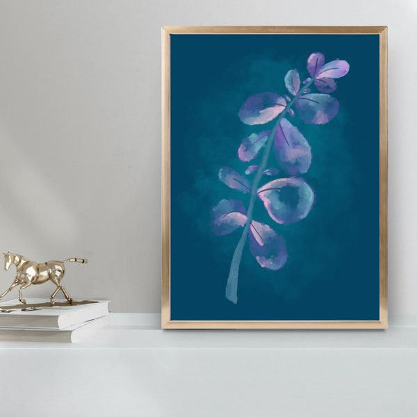 Jewel Tone Wall Art, Jewel Toned Print, Watercolor Floral Wall Art, Printable Floral Wall Art, Jewel Toned Printable, Teal Wall Art