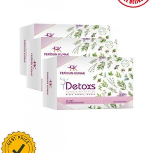 Feridun Kunak Detox Herbal Tea | Natural Slimming & Cleansing | 30 Tea Bags | Herbal Blend Tea | Body Detox Tea (3 packages)