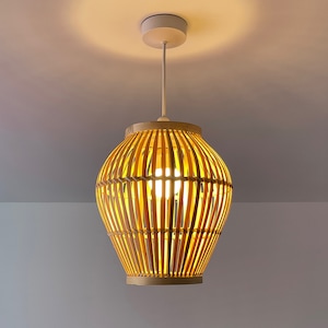 bamboo lampshade handmade wooden pendant ceiling shade hanging shade table shade standing light shade bamboo wood natural brown, L007C