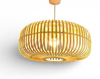 Handmade Bamboo Low Dome Lampshade – Sustainable Pendant Light Shade