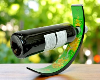 Handgemalter Lack-Weinflaschenhalter, Kirschblüten-Blumen Inlay