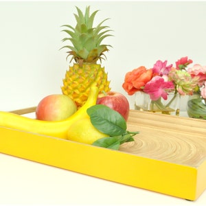 Handmade Lacquer Bamboo Tray Rectangular Tray (Bright Yellow) - Eco friendly homeware