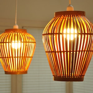 bamboo lampshade handmade wooden pendant ceiling shade hanging shade table shade standing light shade bamboo wood brown colour, L007