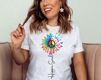 Hippie Soul Sunflower Shirt, Tie Dye Flower Shirt, Hippie Soul Shirt, Retro Shirt, Vintage Shirt, Hippie Shirt, Hippie Love Shirt, Peace