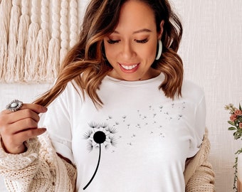 Dandelion Shirt, Inspirational Shirt, Windflower Tee, Meditation Gift, Yoga Shirt, Boho Windflower Shirt, Dandelion Shirt for Her, Bday Tees