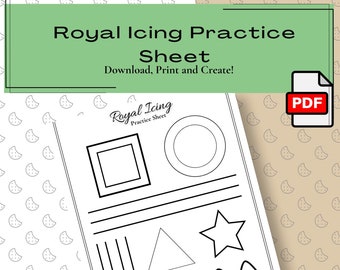 Royal Icing Practice Sheet/Royal Icing Transfer/Template/Instant Download/Royal Icing/PDF