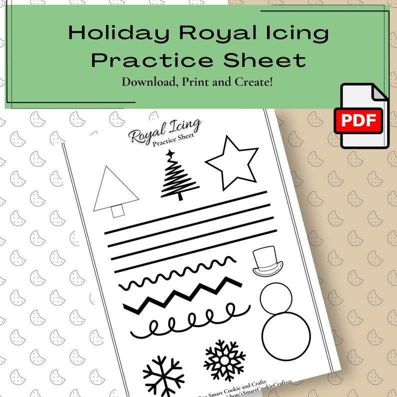 Holiday Royal Icing Practice Sheet/royal Icing - Etsy