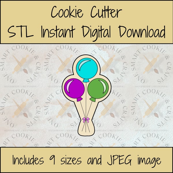 Balloon Cookie Cutter STL File/Plaque Cookie Cutter STL File/Birthday Cookie Cutter/Instant Download/STL Cookie Cutter