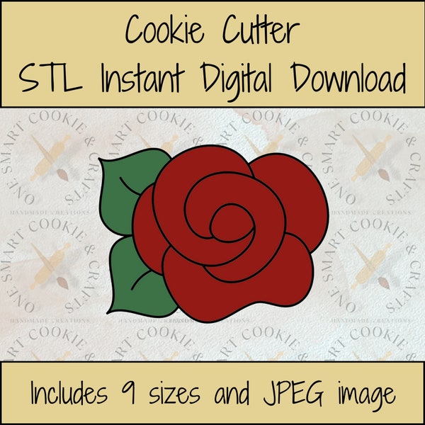 Flower Cookie Cutter STL/Rose Cookie Cutter STL/Floral Cookie Cutter/Valentine's Day Cookie Cutter/Instant Download/STL Cookie Cutter