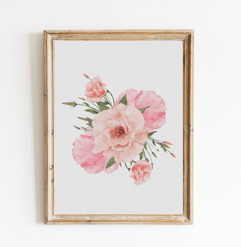 Wall Art for Nursery Pink Flower Wall Decor Custom Art Print Boho Wall