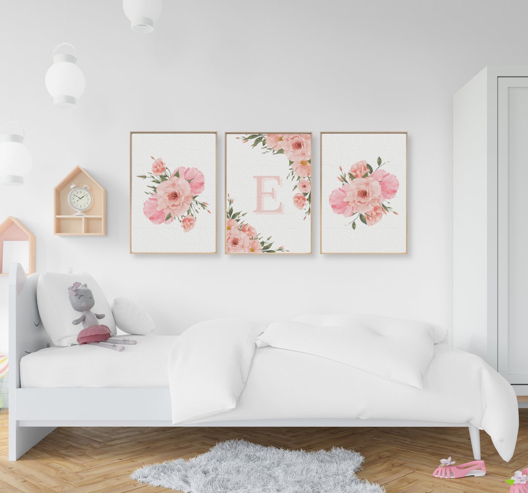 Wall Art for Nursery Pink Flower Wall Decor Custom Art Print Boho Wall
