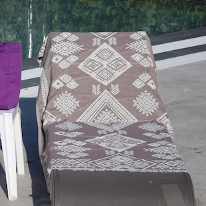 EMERALD - Personalized Light Brown Ethnic Lightweight Beach Blanket, Cotton Beach Towel, Turkish Peshtemal, Pool Towel, Travel Towel