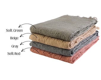 Muslin Cotton Throw Blanket, 4 Layers Gauze, Summer Throw Blanket Couch, Woven Cozy Throw Blanket, Muslin Bedcover, Queen King Bedspread