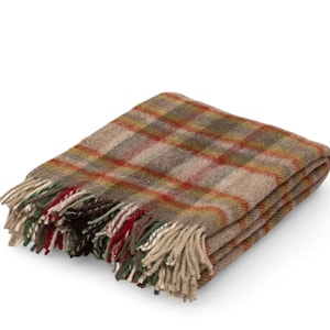 59&#39;&#39; 79&#39;&#39; Grey / Green Tartan Plaid New Wool Blanket, 100% Wool Blanket Twin, Cozy Blanket, Wool Throw Blanket Couch, Warm Throw Blanket