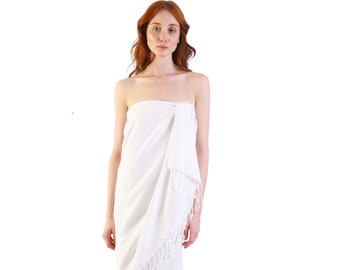 White Turkish Cotton Beach Towel, Beach Wrap, Beach Cover Up, Personalized Bridesmaid Gift, Beach Wedding Sarong, Lightweight Bath Towel