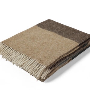 Light Brown - Grey - Brown New Wool Throw Blanket, 100% Wool Throw, Warm Cozy Blanket, Couch Throw, Porch Blanket, Sheep Wool Warm Throw