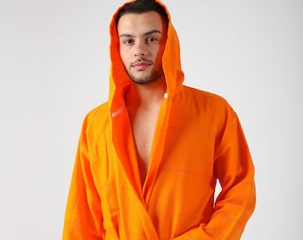 Abito leggero arancione personalizzato per uomo, abito kimono