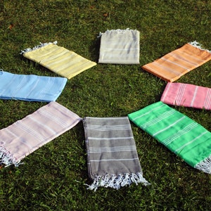 Set of 8 Personalized Turkish Cotton Beach Towel, Lightweight Bath & Hand Travel Towel Set, Cover Up, Beach Wrap, Sarong, Beach Blanket