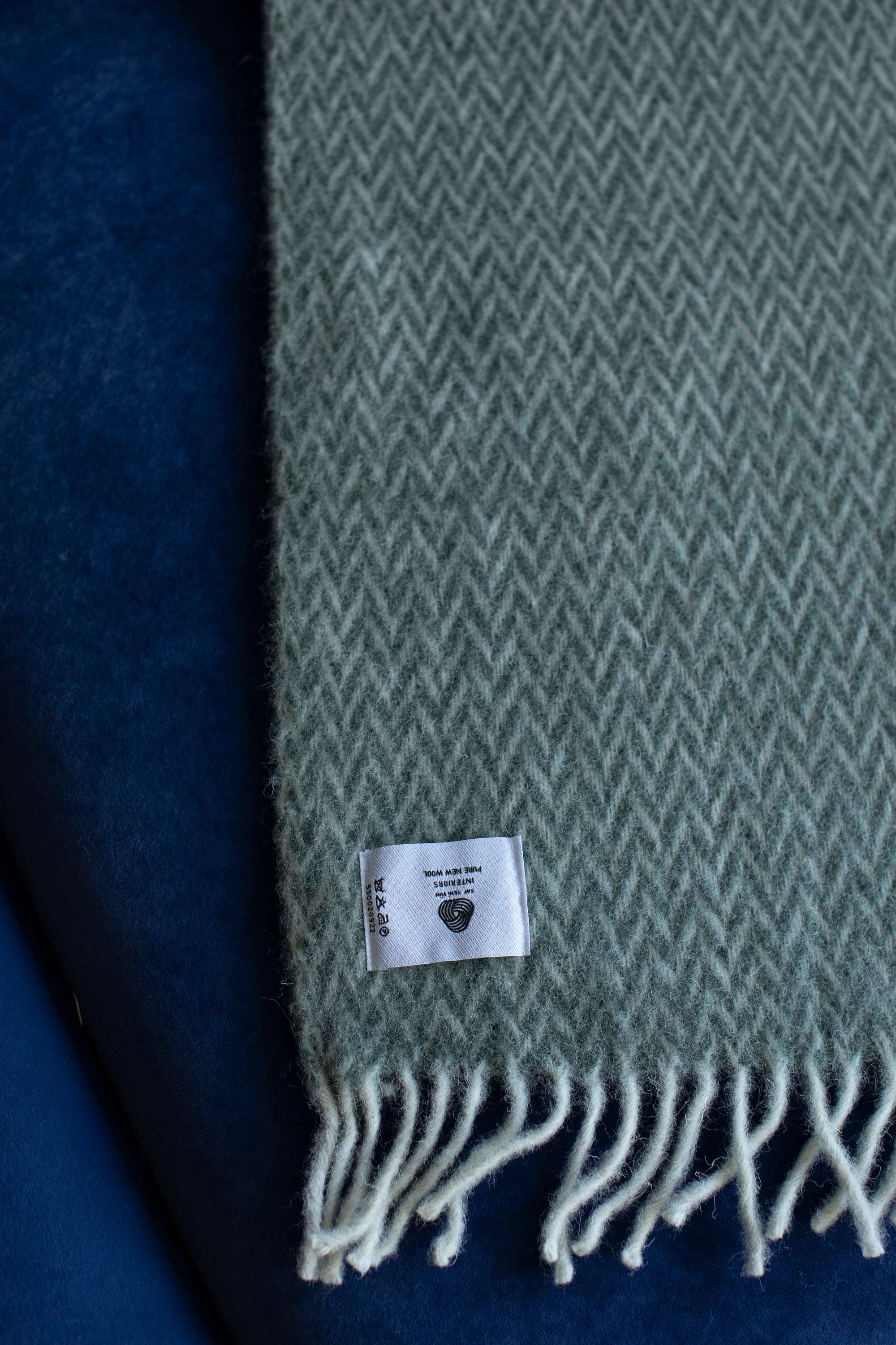 Light Green Herringbone New Wool Couch Blanket Pure 100 Wool Etsy