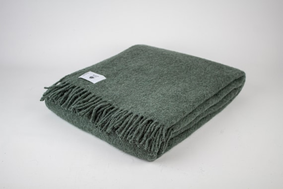 Dark green wool throw new arrivals