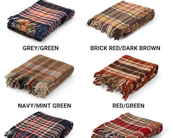 WOOLRICH Blanket TARTAN Stadium Picnic Green Blue Red Off white Red Made in USA Vintage Etsy