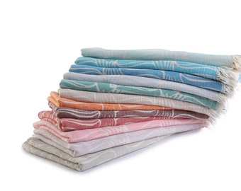 Colorful Patterned Turkish Cotton Beach Towel, Bridesmaid Gift, Beach Wedding Sarong, Handwoven Cotton Double Sided Bath Towel,