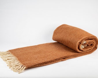 Brown Wool Blanket: Vintage Knit Throw, (63'' 79'')