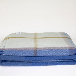 Blue Tartan Plaid Wool Blanket, Pure 100% Wool Blanket, Warm Cozy Blanket, Wool Couch Blanket, Wool Throw Blanket, Sheep Wool Warm Blanket